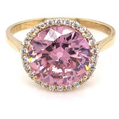 9ct Gold Barbie Pink CZ Cluster Ring GRX280