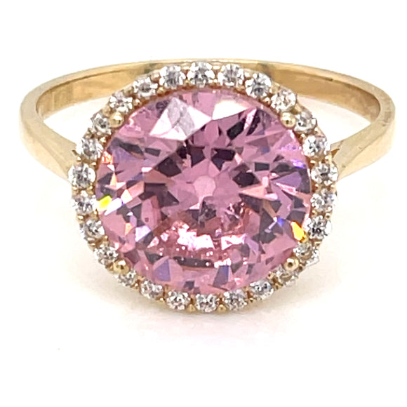 9ct Gold Barbie Pink CZ Cluster Ring GRX280