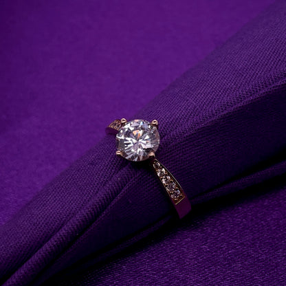 9ct Gold CZ Solitaire Ring Pavé Shoulders GRZ241