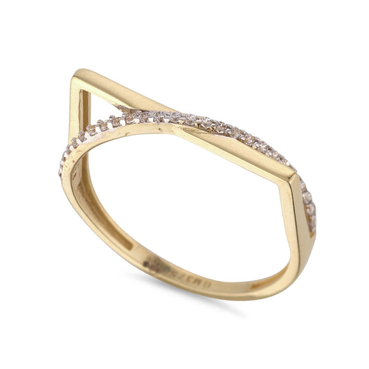 9ct Gold CZ Crossover Ring GRZ320