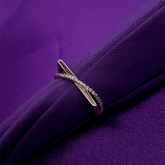 9ct Gold CZ Crossover Ring GRZ320 D