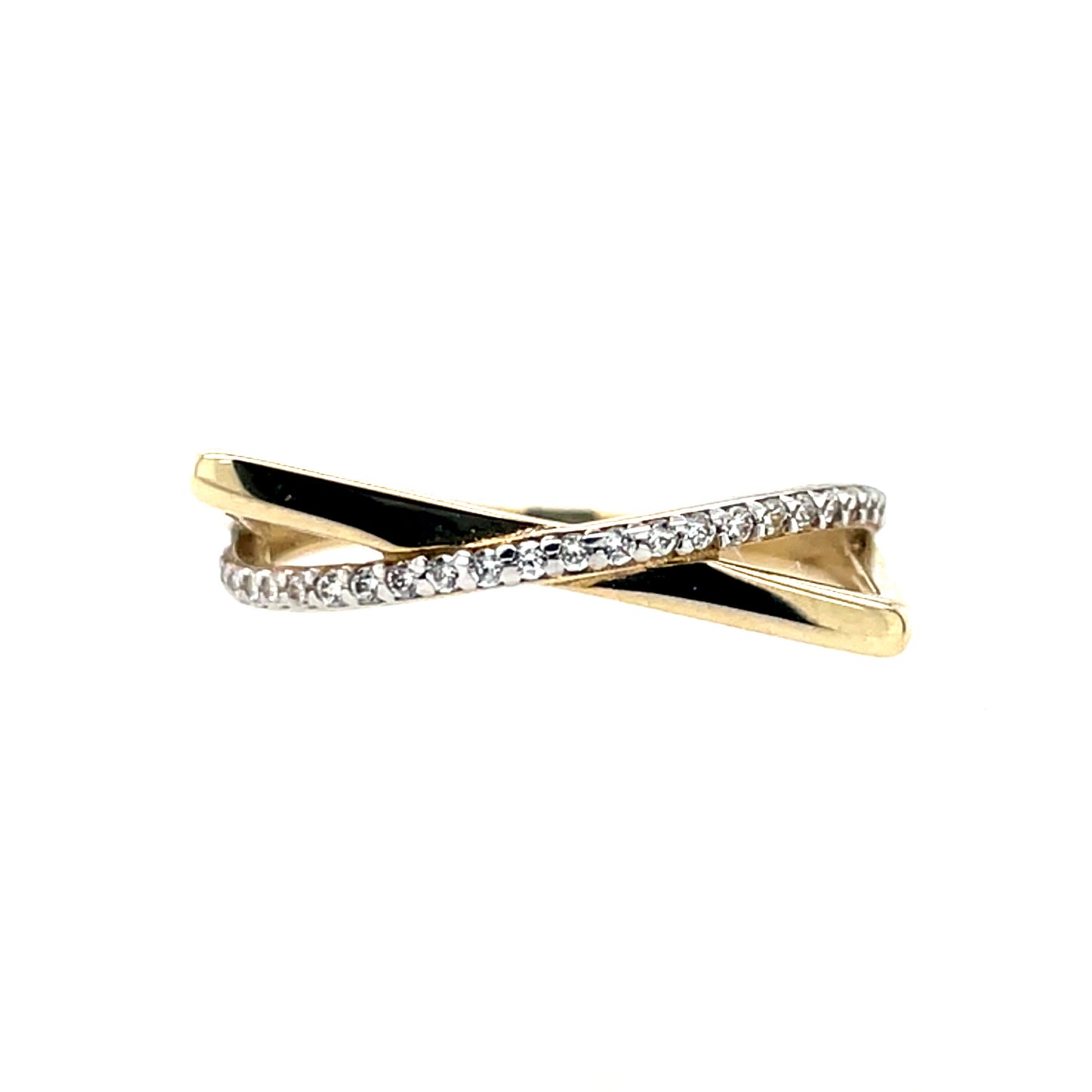 9ct Gold CZ Crossover Ring GRZ320 D