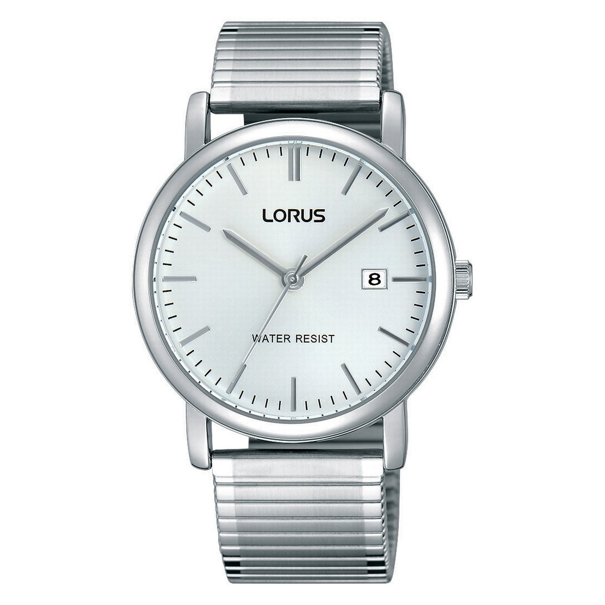 LORUS QUARTZ GENTS STAINLESS STEEL WHTE DIAL EXPANDER BRACELET WATCH RG855CX5