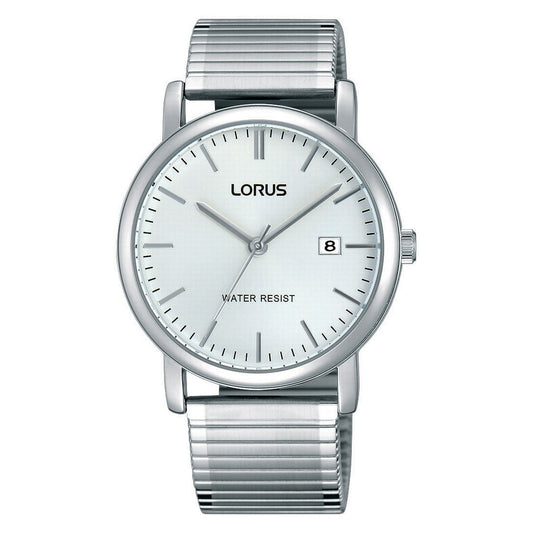 LORUS QUARTZ GENTS STAINLESS STEEL WHTE DIAL EXPANDER BRACELET WATCH RG855CX5