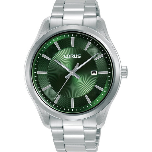 LORUS QUARTZ GENTS STAINLESS STEEL GREEN DIAL BRACELET WATCH RH929RX9