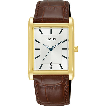 LORUS QUARTZ GENTS GOLD PLATED WHITE DIAL STRAP WATCH RH940RX9