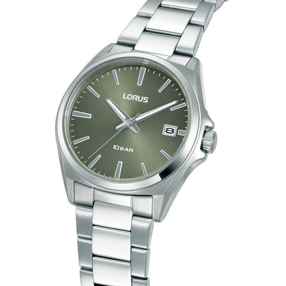 LORUS QUARTZ LADIES STAINLESS STEEL GREEN DIAL BRACELET WATCH RH959SX9