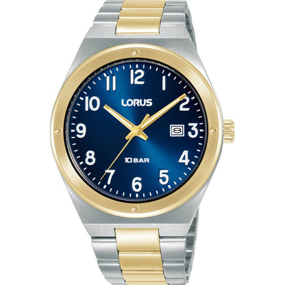LORUS QUARTZ GENTS TWO TONE BLUE DIAL BRACELET WATCH RH968SX9
