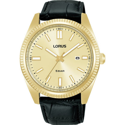 LORUS QUARTZ GENTS GOLD PLATED CHAMPAGNE DIAL STRAP WATCH RH976QX9
