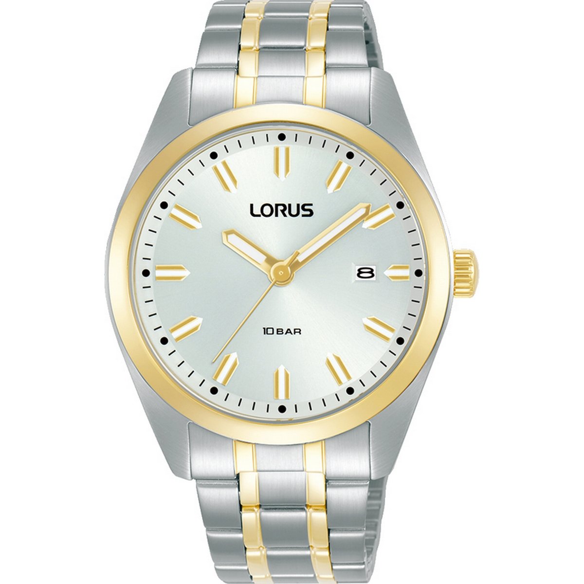 LORUS QUARTZ GENTS TWO TONE STAINLESS STEEL SILVER DIAL BRACELET RH978PX9