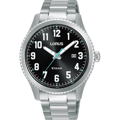 LORUS QUARTZ GENTS STAINLESS STEEL BLACK DIAL BRACELET WATCH RH979RX9