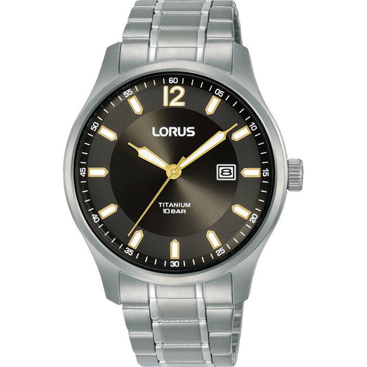 LORUS QUARTZ GENTS TITANIUM BLACK DIAL BRACELET WATCH RH999QX9