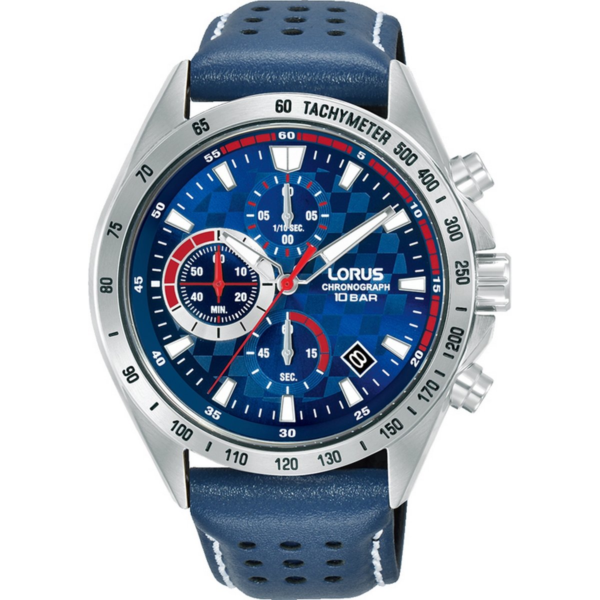 LORUS CHRONOGRAPH GENTS STAINLESS STEEL BLUE DIAL STRAP WATCH RM317JX9