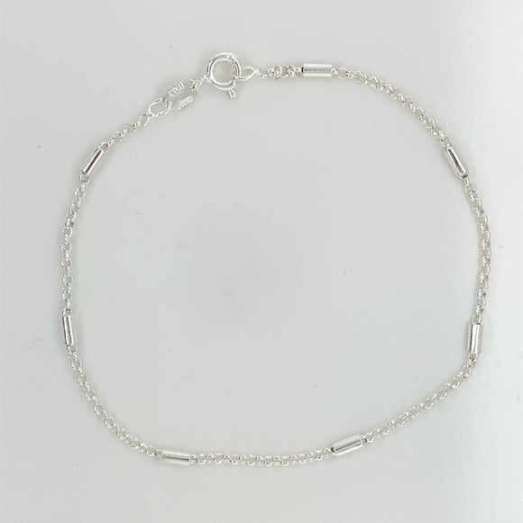 Sterling Silver Tube Chain  Bracelet