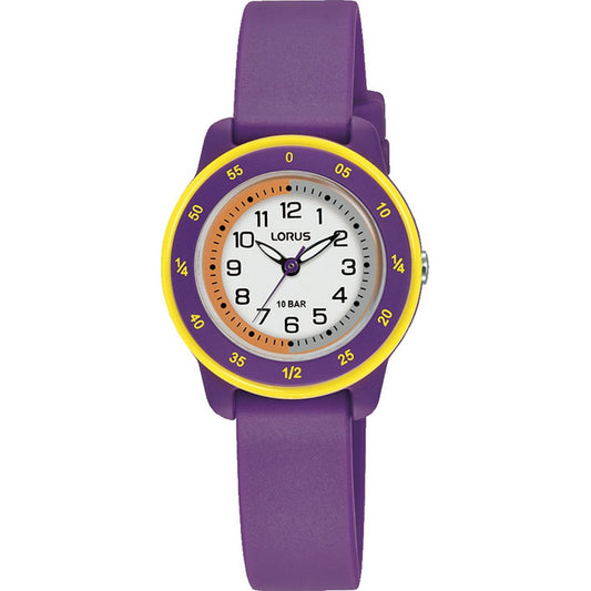LORUS QUARTZ TIME TEACHER KIDS PURPLE SILICONE STRAP RRX55JX9