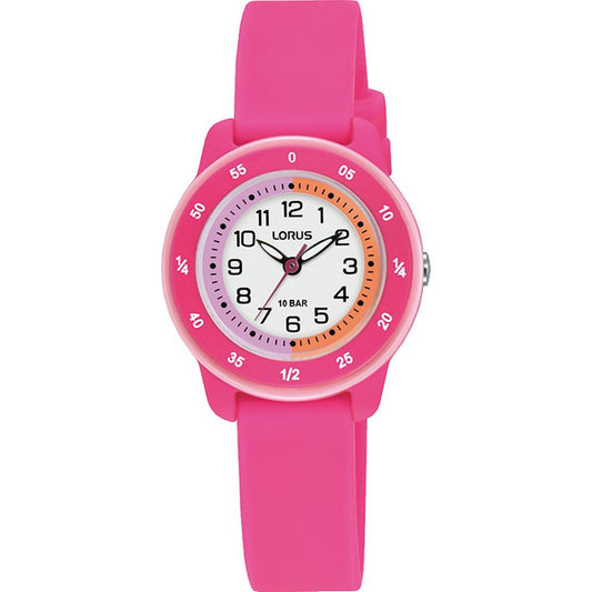LORUS QUARTZ TIME TEACHER KIDS PINK SILICONE STRAP RRX57JX9