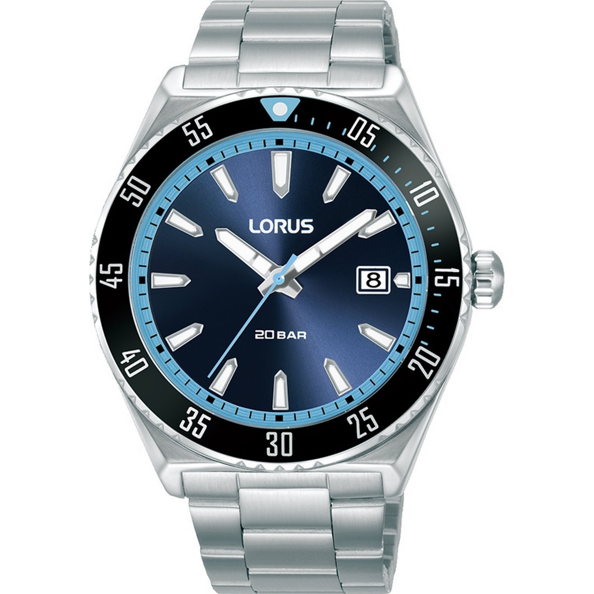 LORUS QUARTZ GENTS STAINLESS STEEL BLUE DIAL BRACELET WATCH RS957DX9