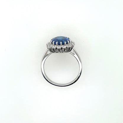 Sterling Silver Sapphire CZ Cluster Ring RSE064