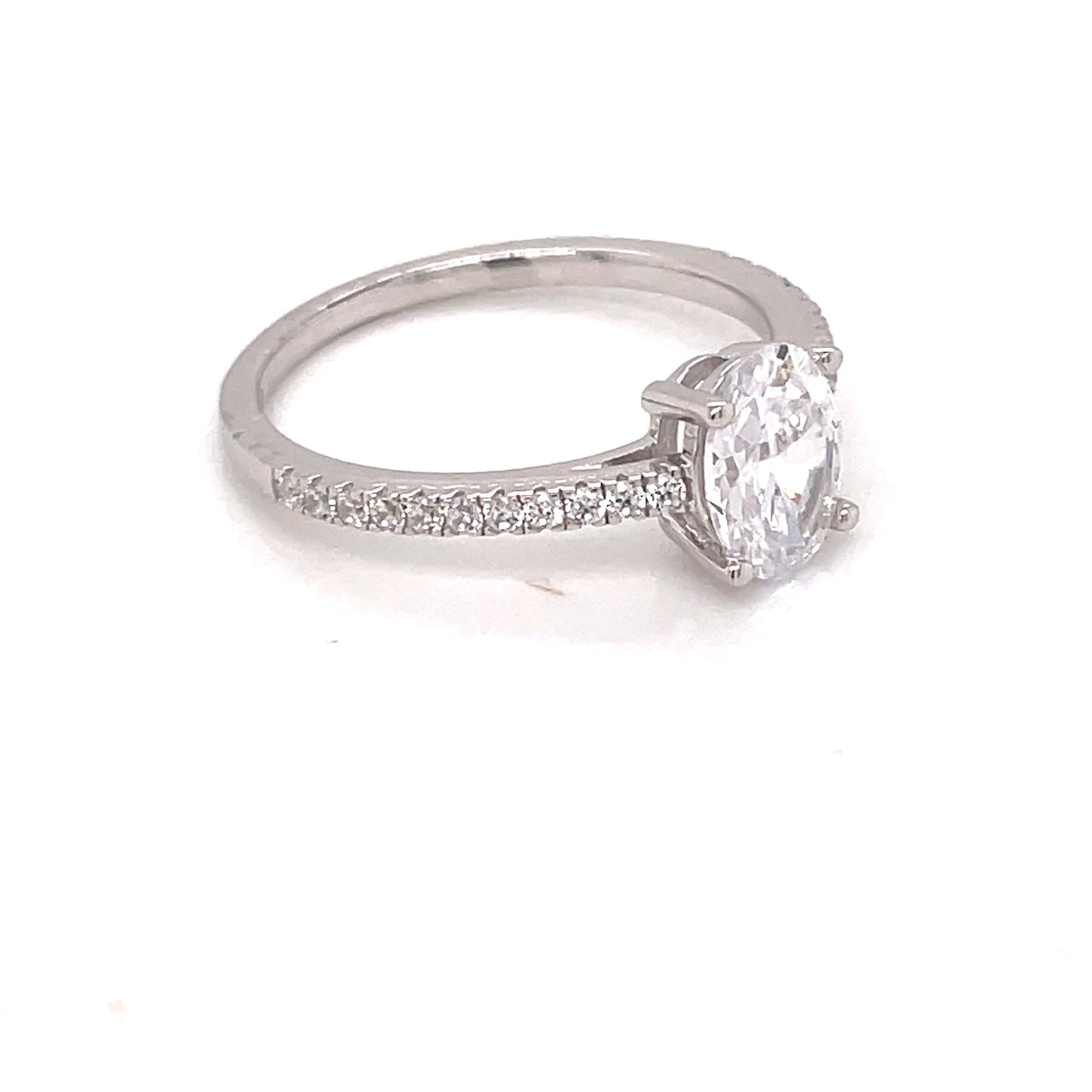 Sterling Silver Oval CZ Ring RSE106