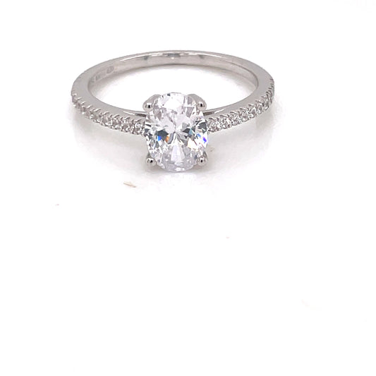 Sterling Silver Oval CZ Ring RSE106