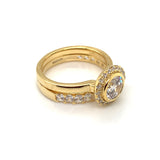 Sterling Silver 18ct Gold CZ Halo Ring RSE111