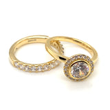 Sterling Silver 18ct Gold CZ Halo Ring RSE111