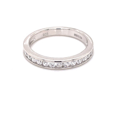 Sterling Silver CZ Wedding/Eternity Ring Channel-set RSE114