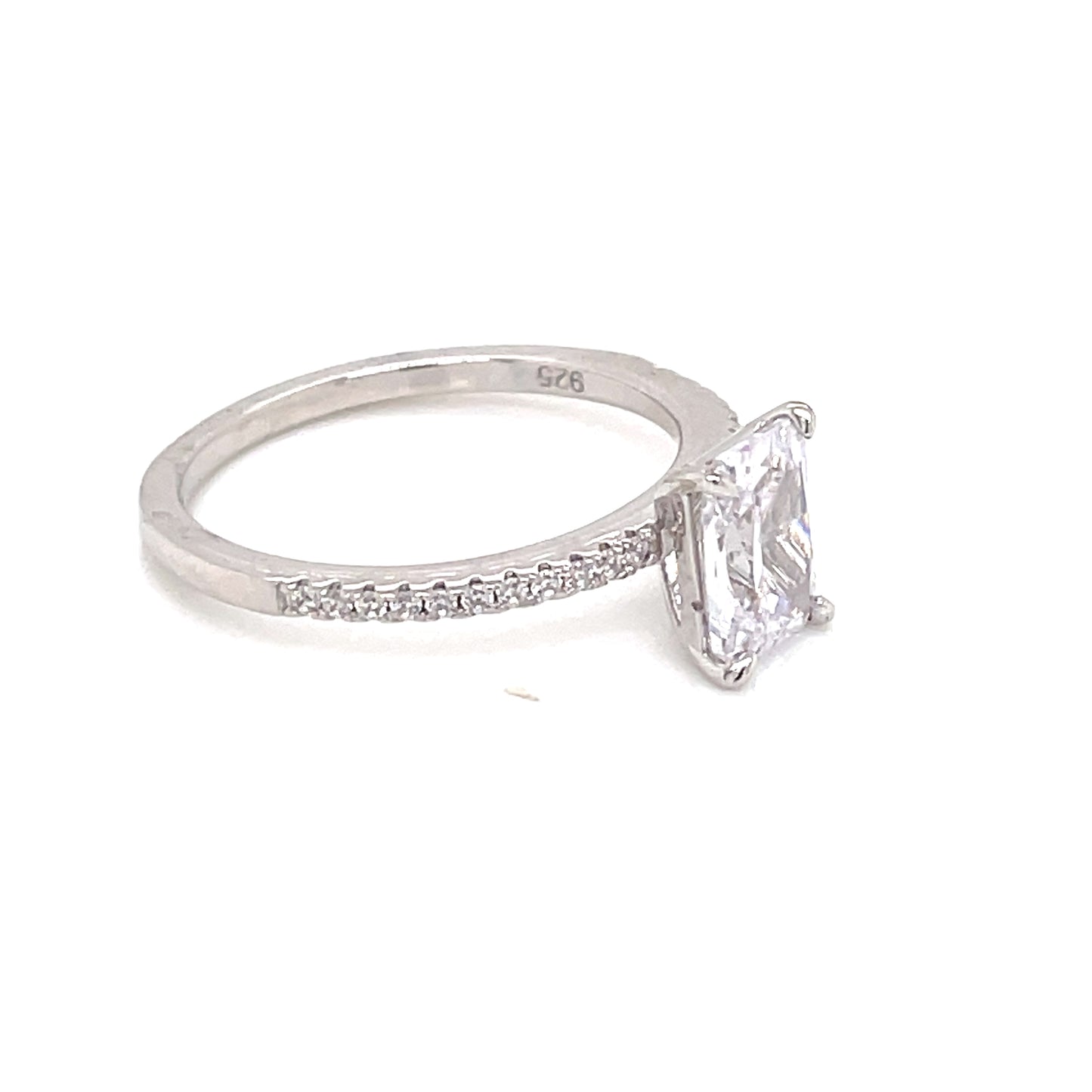 Sterling Silver Rectangular CZ Ring RSE115