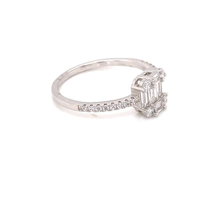 Sterling Silver Octagonal CZ Ring RSE116