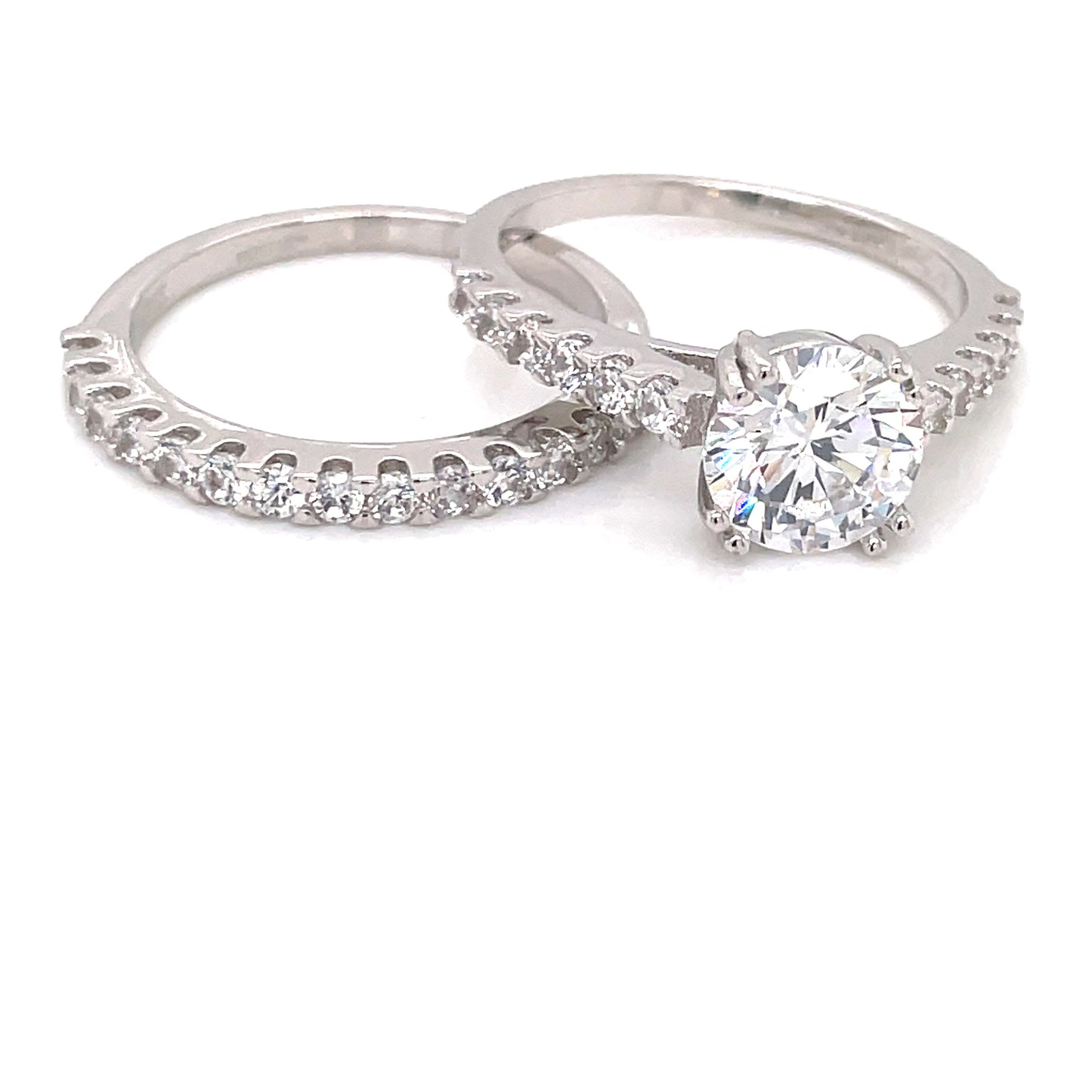 Sterling Silver CZ Bridal Ring Set RSW056