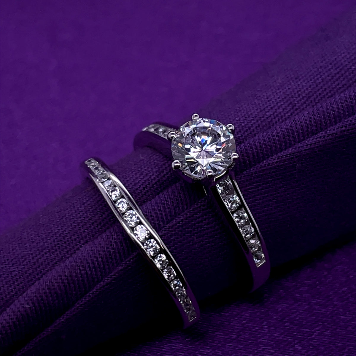 Sterling Silver CZ Bridal Ring Set RSW066