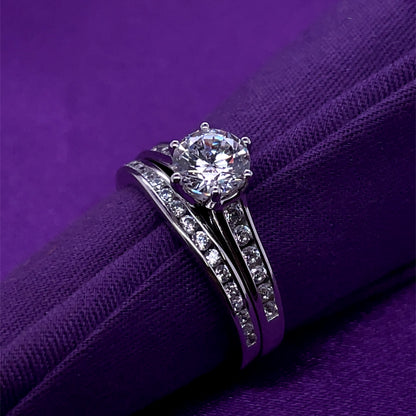 Sterling Silver CZ Bridal Ring Set RSW066