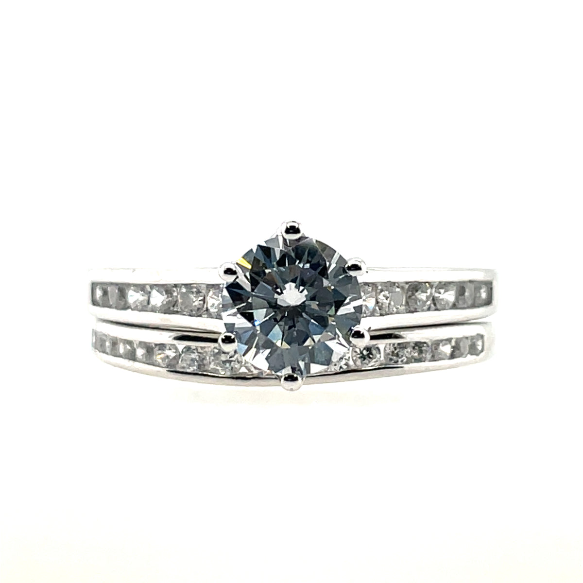 Sterling Silver CZ Bridal Ring Set RSW066