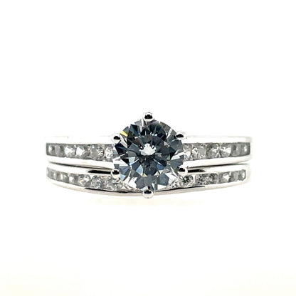 Sterling Silver CZ Bridal Ring Set RSW066