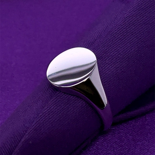 Sterling Silver Mens Oval Signet Ring RSW070