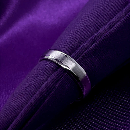 Sterling Silver Mens 5mm Matte Polished Edge Band Ring RSW077