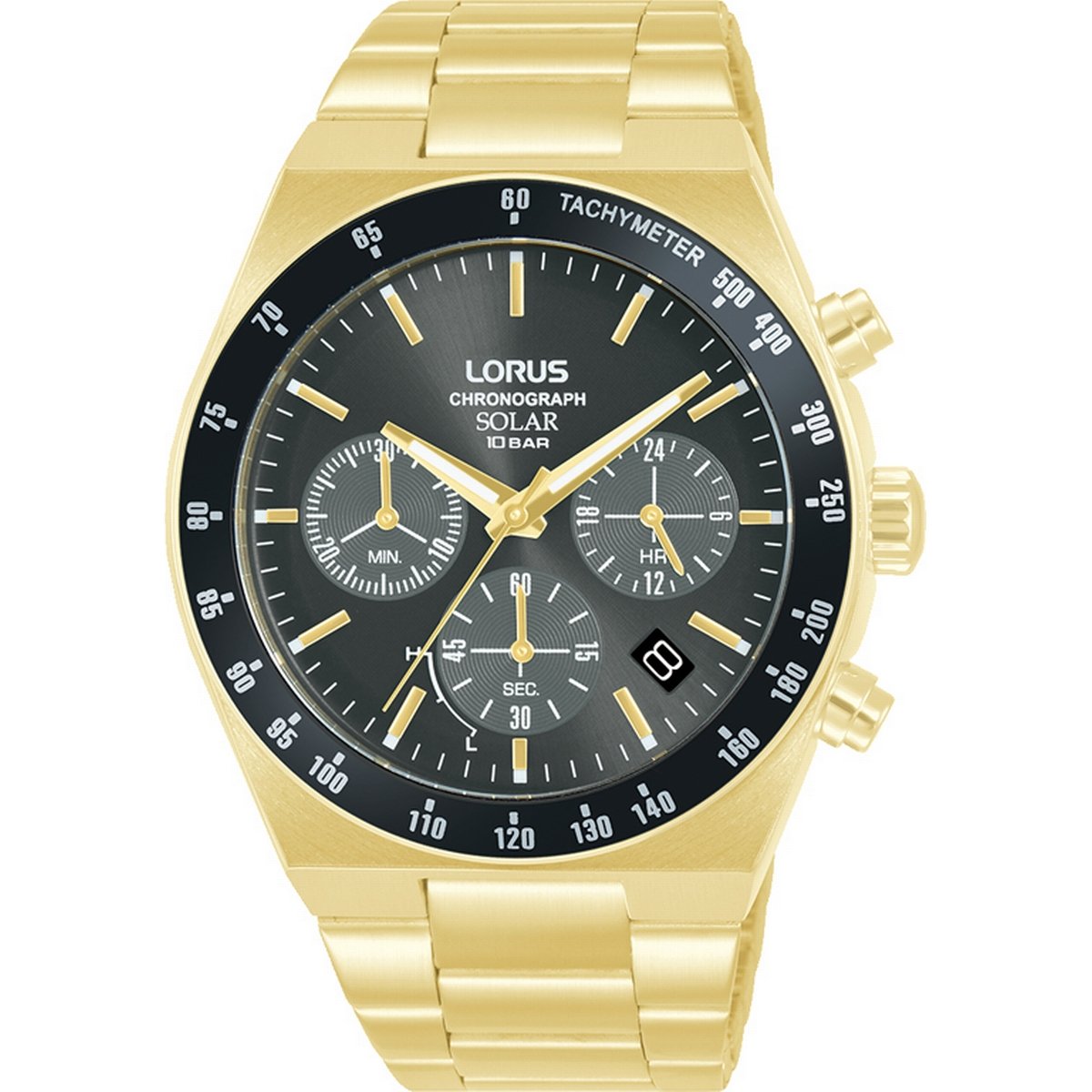 LORUS SOLAR CHRONOGRAPH GENTS BRACELET WATCH RZ528AX9