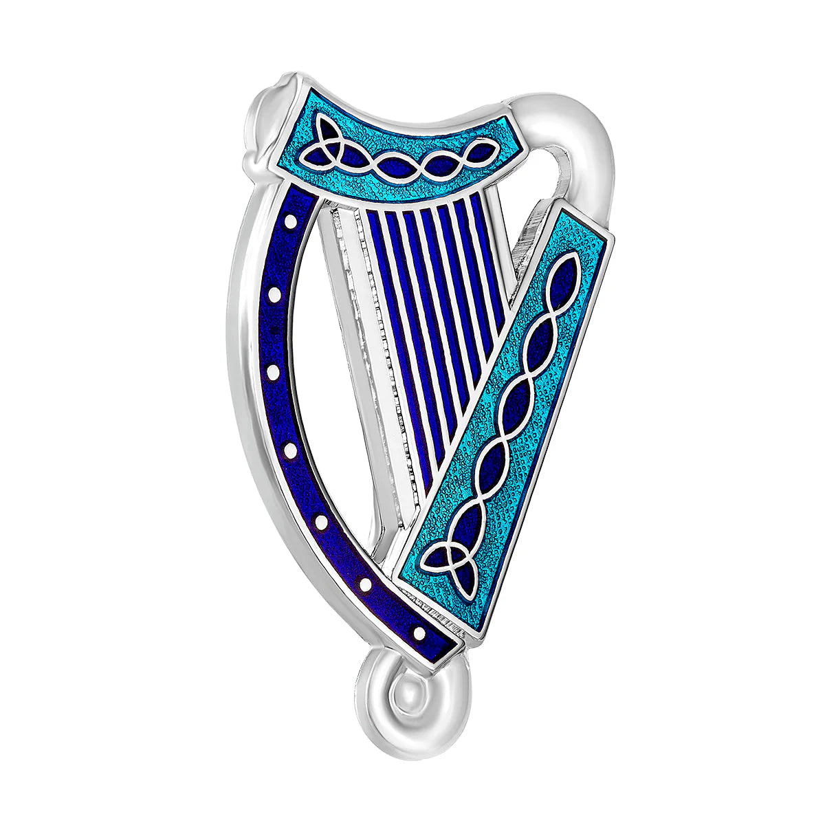 Rhodium Blue Enamel Harp Brooch S10002B