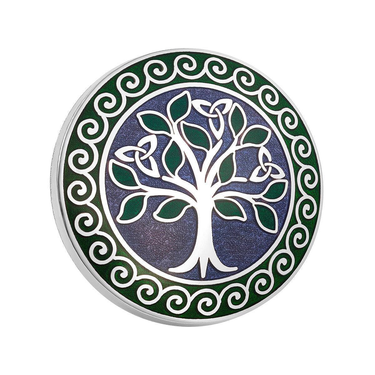 RHODIUM ENAMEL TREE OF LIFE BROOCH