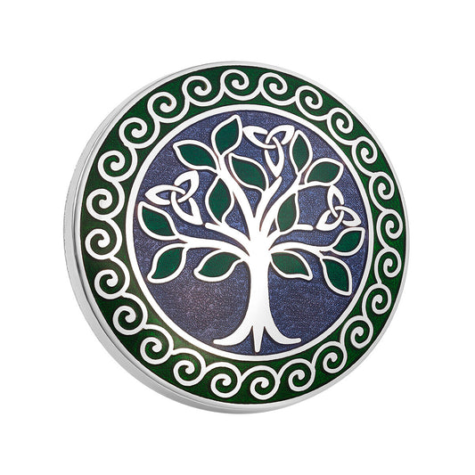 RHODIUM ENAMEL TREE OF LIFE BROOCH S10006B