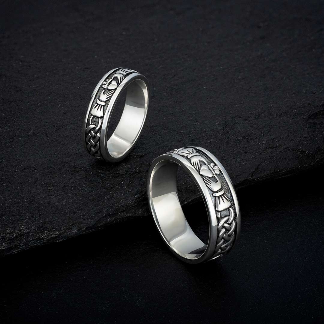 Sterling Silver Mens Oxidised Claddagh Ring S2828