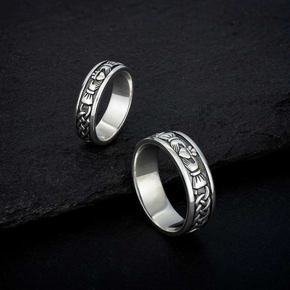 Sterling Silver Mens Oxidised Claddagh Ring S2828