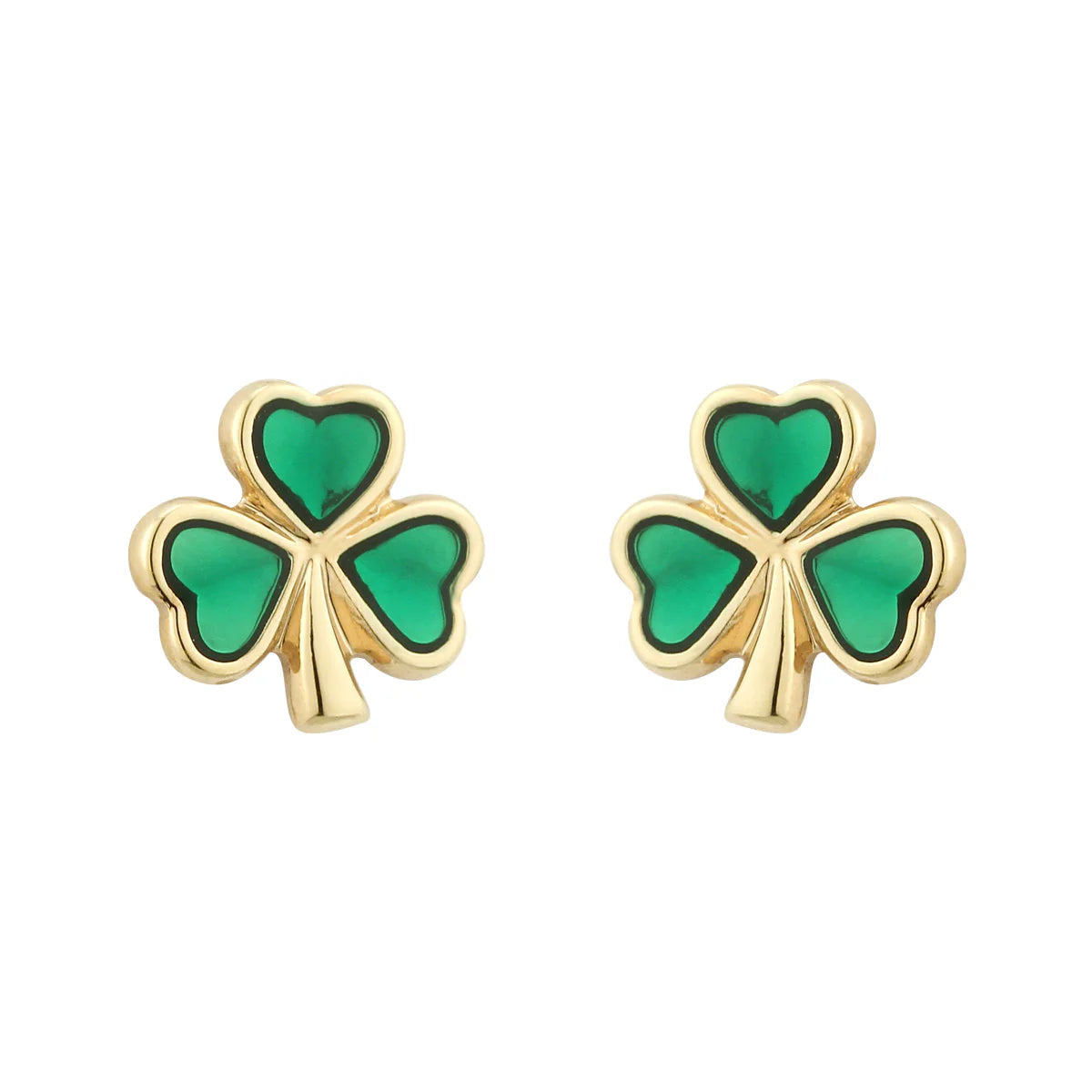 GOLD PLATED ENAMEL SHAMROCK STUD EARRINGS S3110