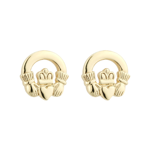 GOLD PLATED CLADDAGH STUD EARRINGS