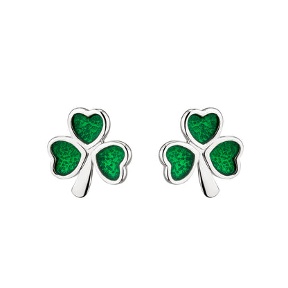 STERLING SILVER GREEN SHAMROCK STUD EARRINGS S33962