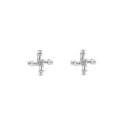 STERLING SILVER ST BRIGIDS CROSS STUD EARRINGS