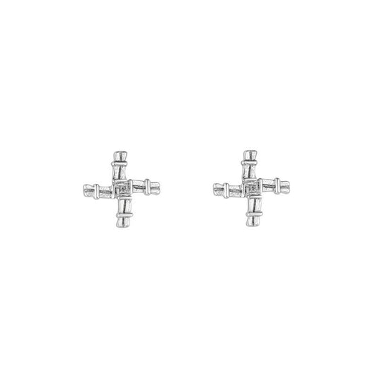 STERLING SILVER ST BRIGIDS CROSS STUD EARRINGS