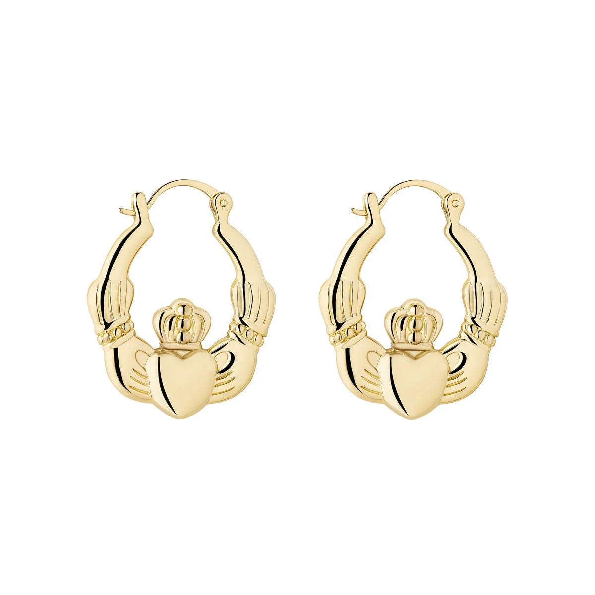 Gold Plated Large Claddagh Creole Hoop Earrings S34416G