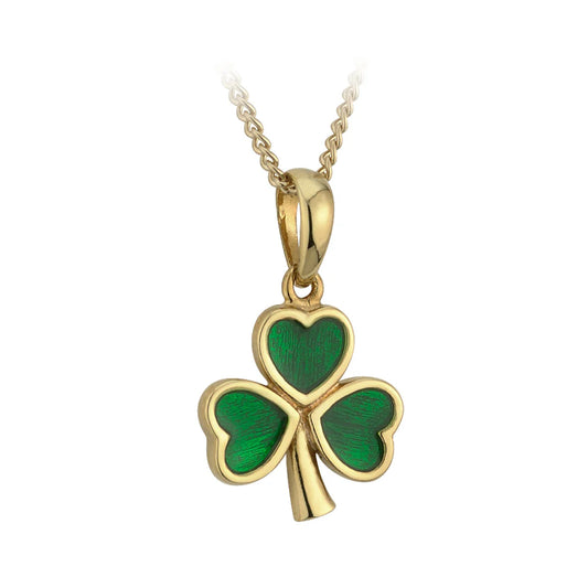 GOLD PLATED ENAMEL SHAMROCK PENDANT S4617