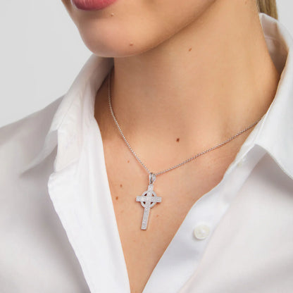 Sterling Silver History of Ireland Small Cross Pendant S4659